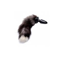 Faux Fox Tail Anal Plug Black White 